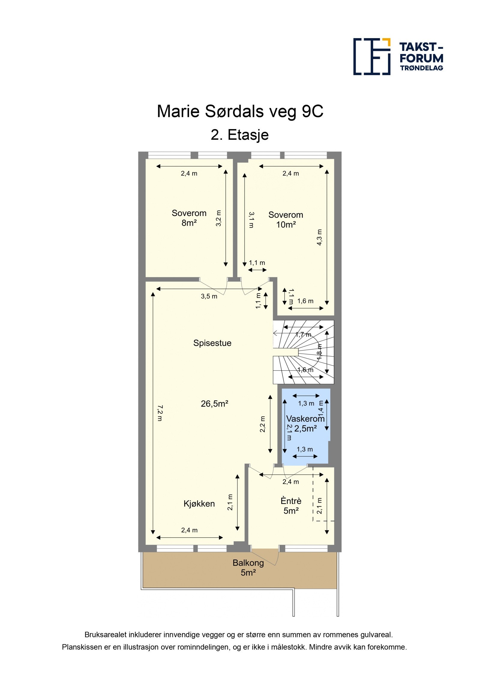 Planskisse fra takstmann 2. etasje Galleribilde