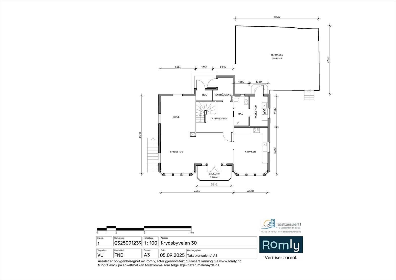 Plantegning 1. etasje. Svært praktisk med egen inngang direkte til vaskerom/bad Galleribilde