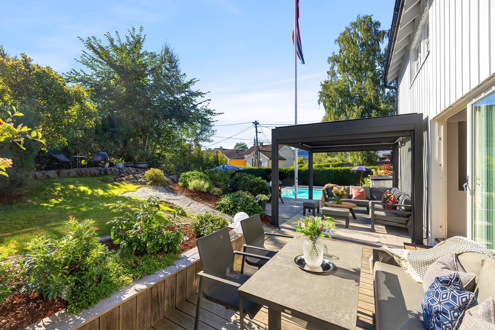 Eiendommen ligger i et svært hyggelig villaområde nær Bekkestua Galleribilde