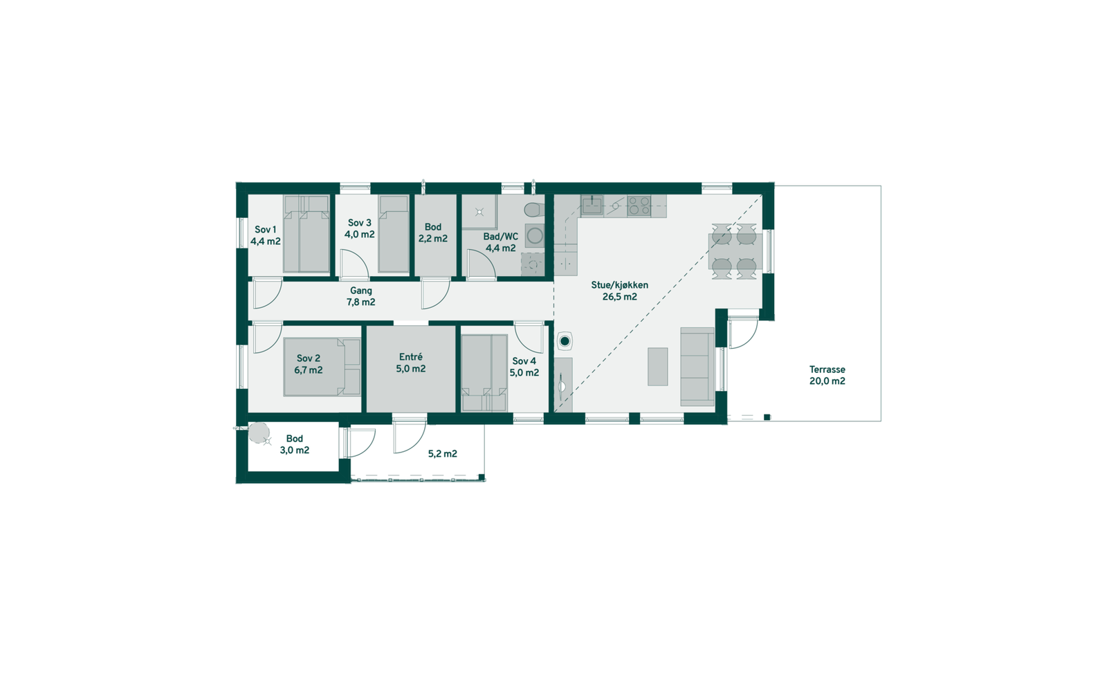 Plantegning Mjuken 75 Galleribilde