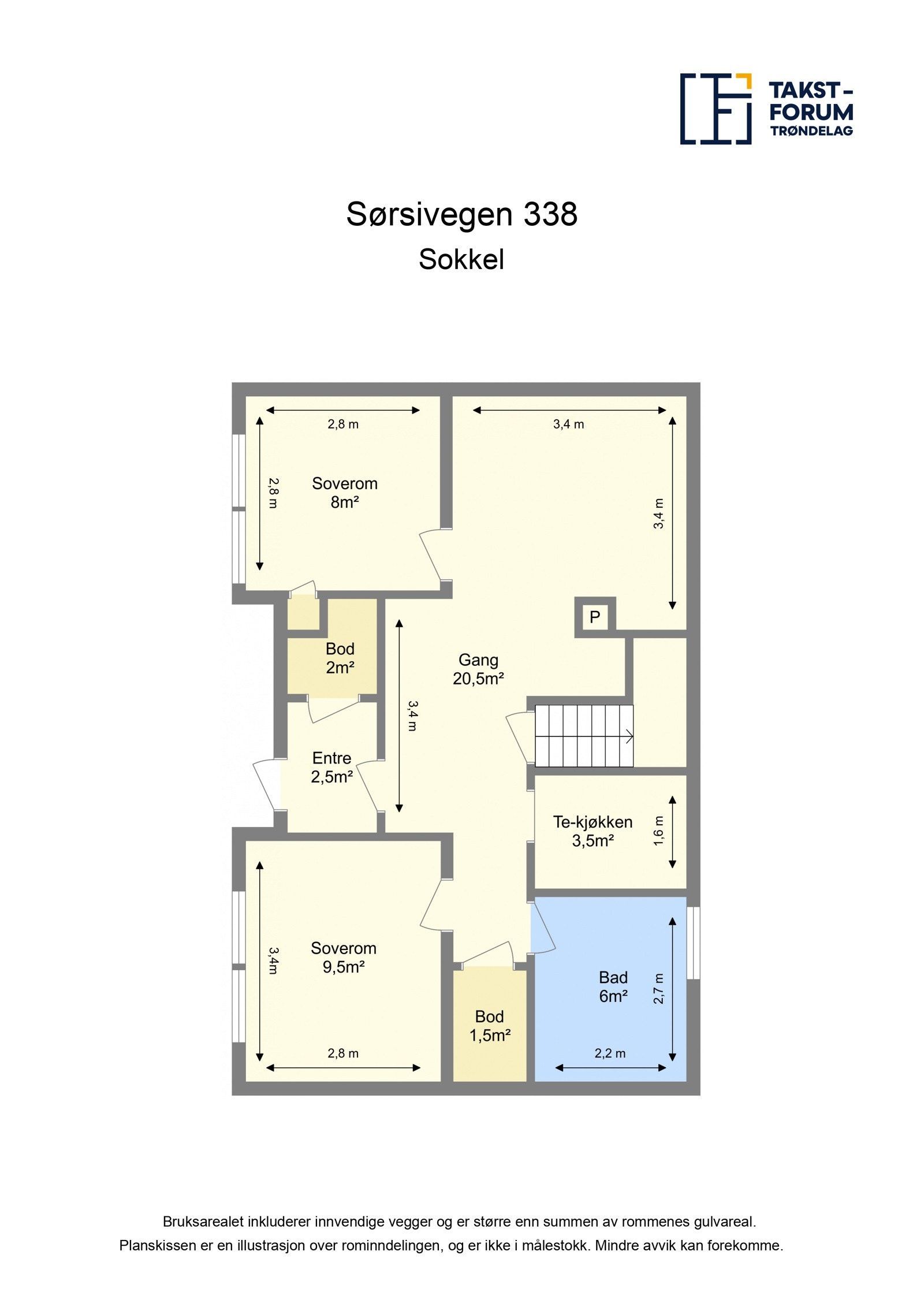 Sørsivegen 338 - Planskisse sokkel Galleribilde