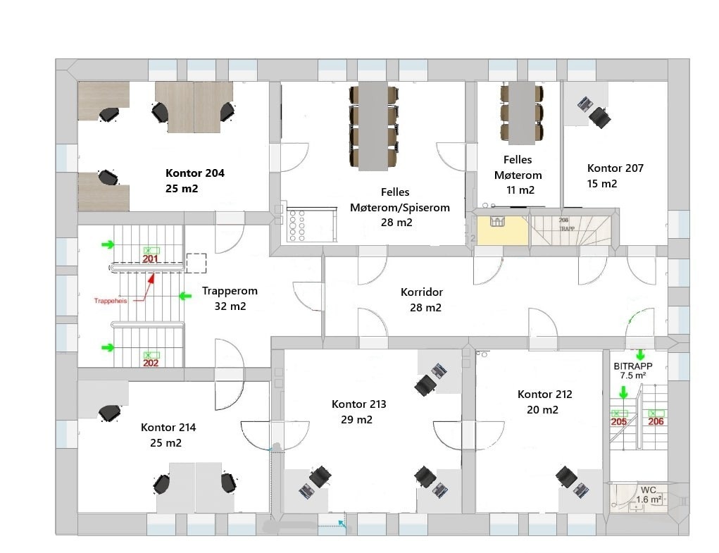 Skisse over andre etasje Galleribilde