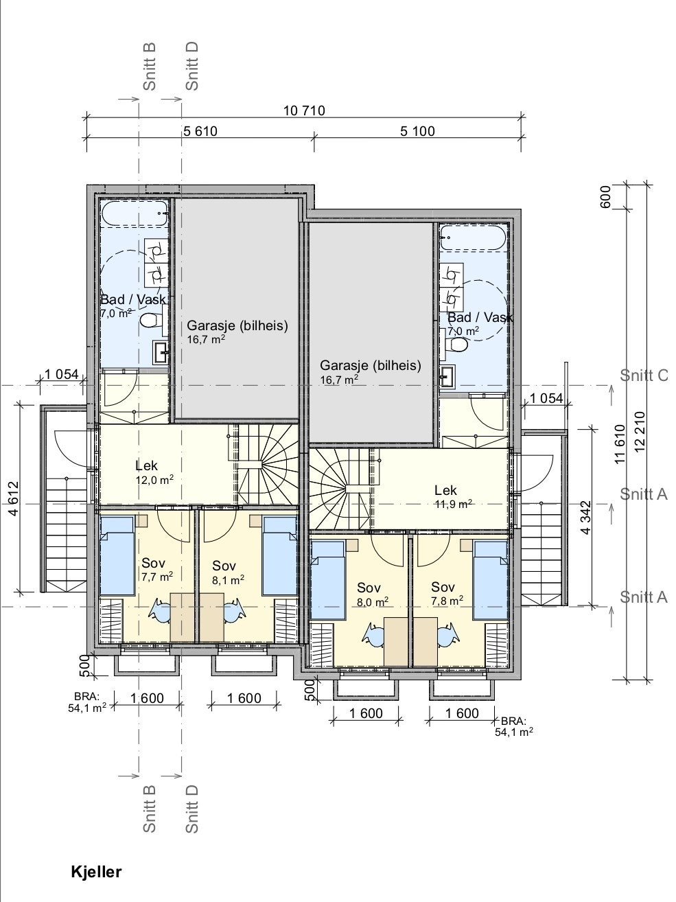 Plantegning underetasje. Galleribilde