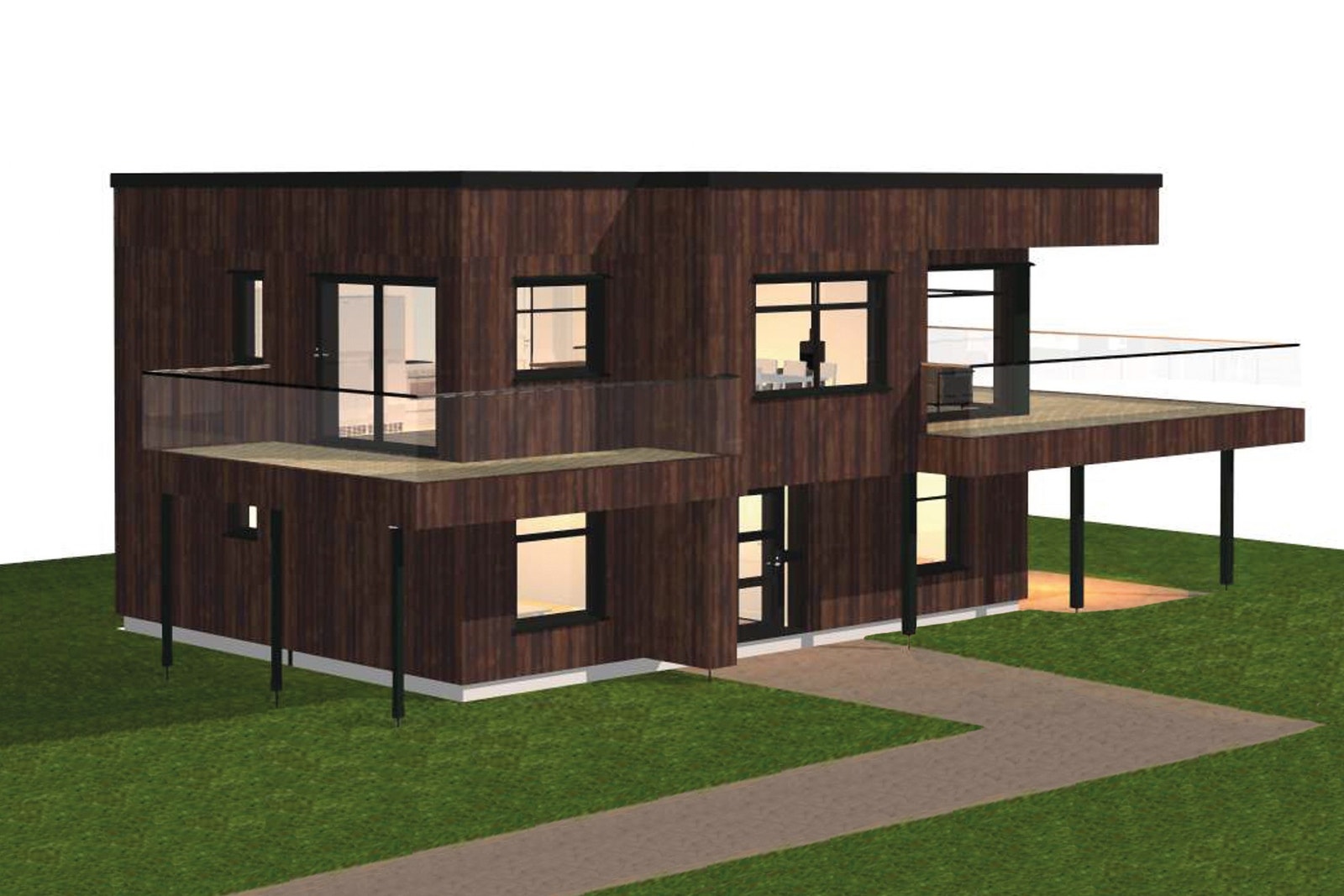 Det er en stor terrasse ut fra stuen med panorama utsikt utover Husøysundet og det er lagt opp til egen terrasse fra kjøkken i sør med flott utsikt utover Kalvetangsundet Galleribilde