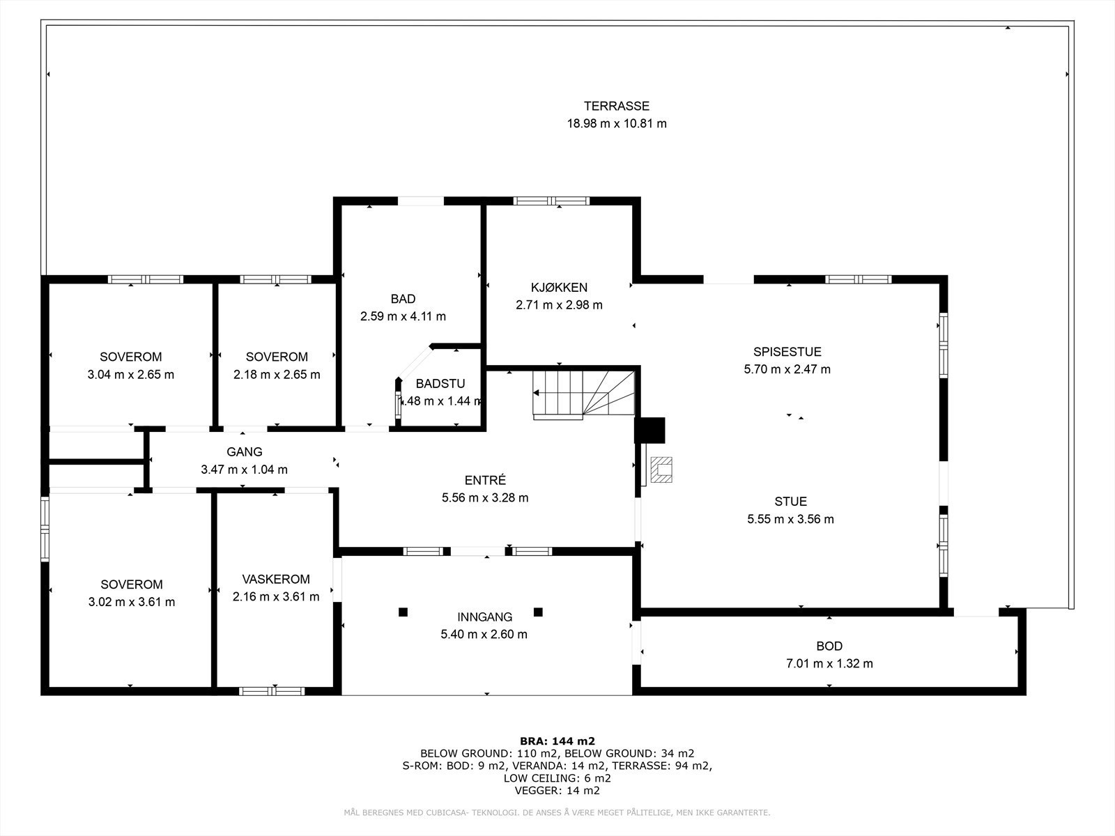 Planteikning h.etg. (Ca mål innvendig) Galleribilde