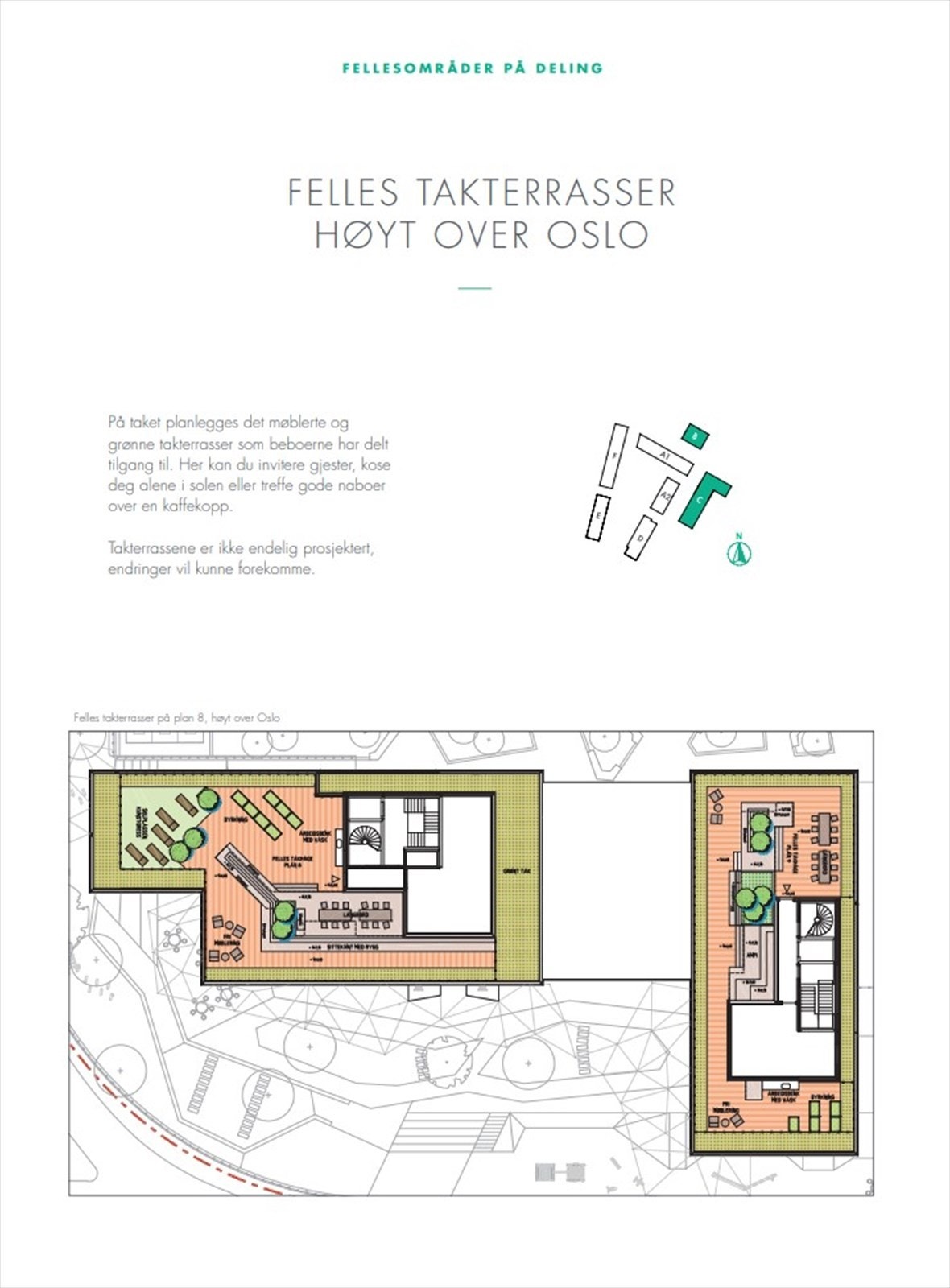 Felles takterrasser på plan 8. Avvik kan forekomme. Galleribilde
