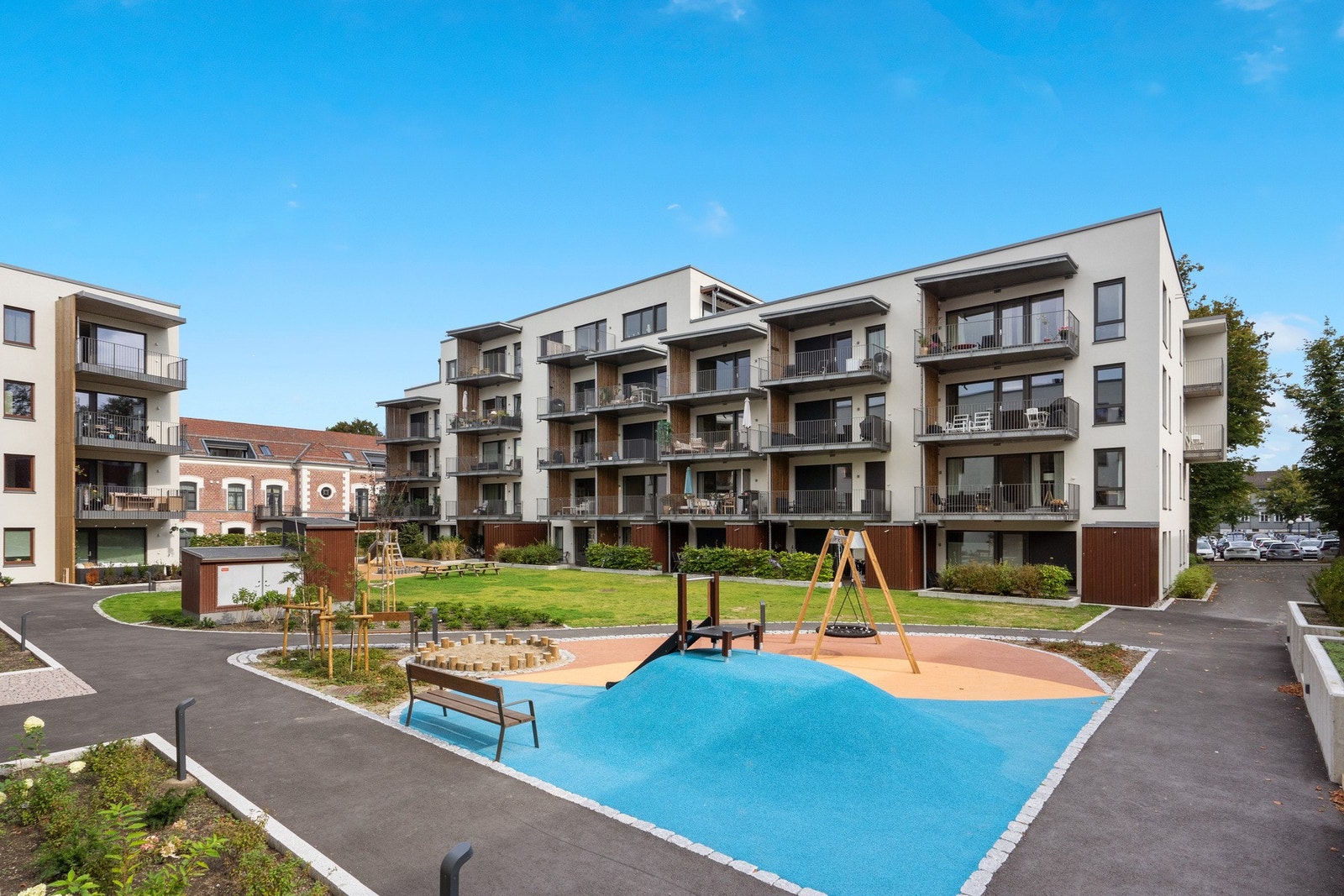 Bygget sto ferdig i 2022 og leiligheten fremstår fortsatt nesten som ny. Galleribilde