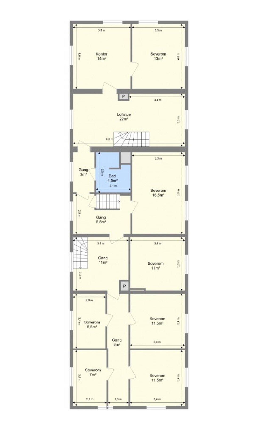 Planløsning andre etasje - Våningshus. Galleribilde