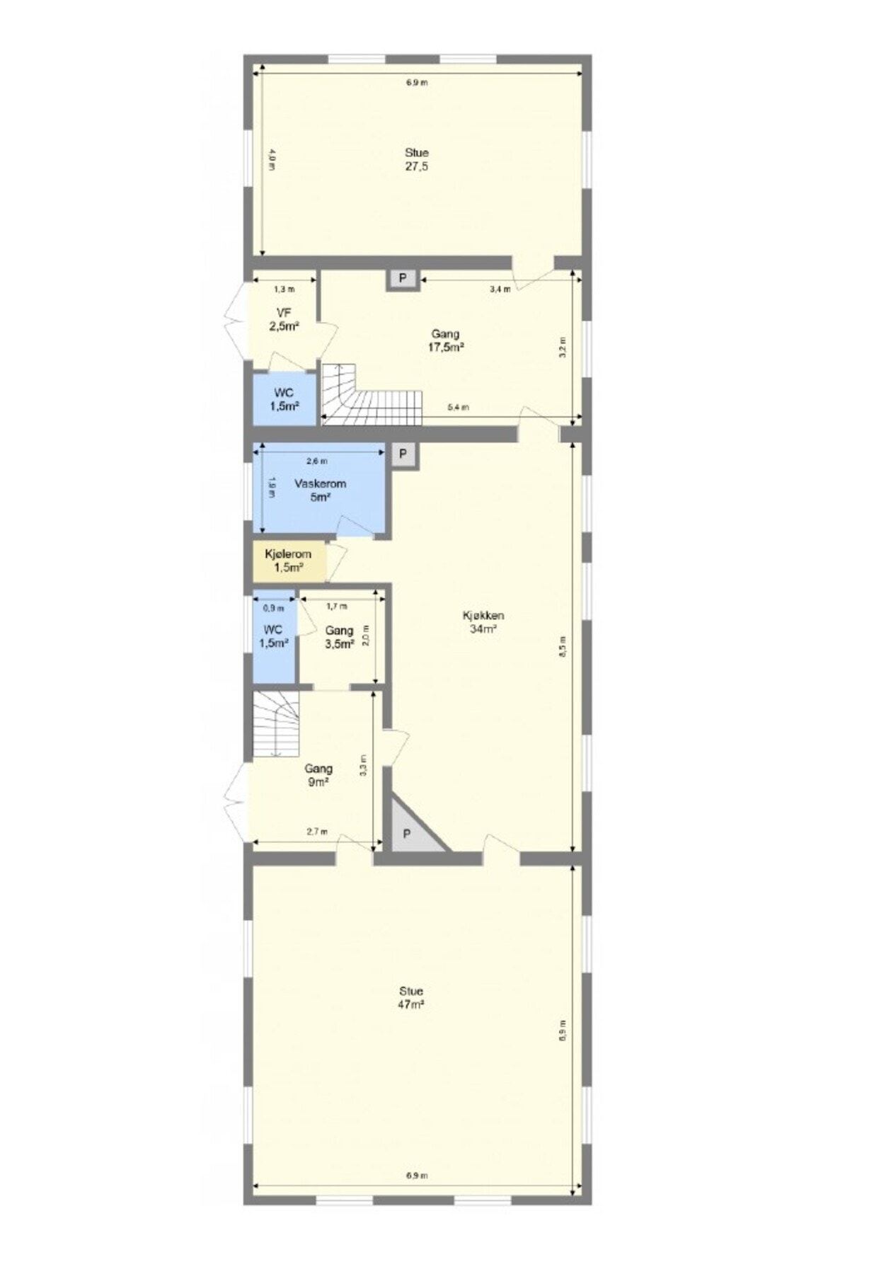 Planløsning hovedplan - Våningshus. Galleribilde