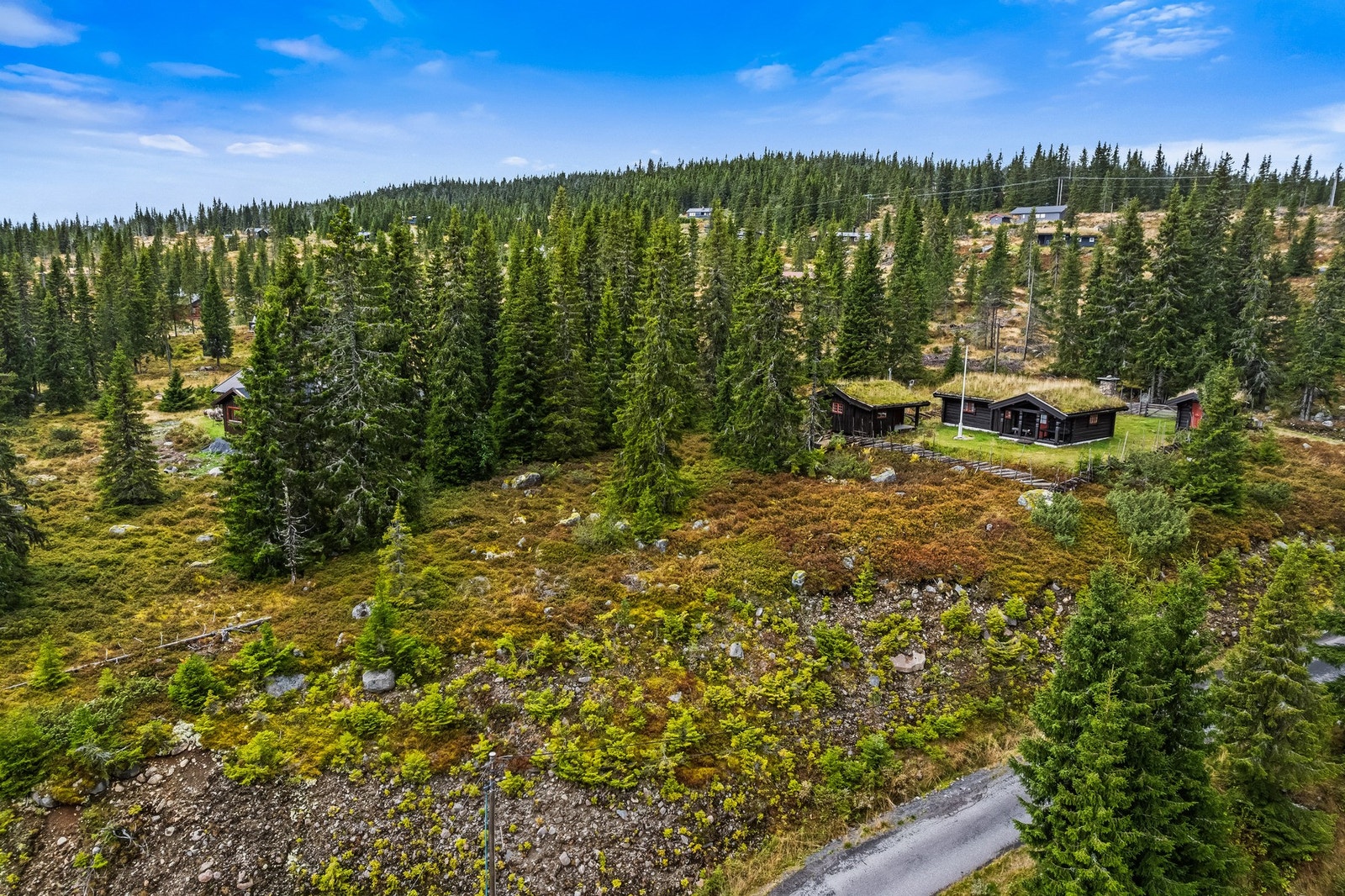 Tomta ligger i et svakt skrånende terreng med god utsikt og solgang. Galleribilde
