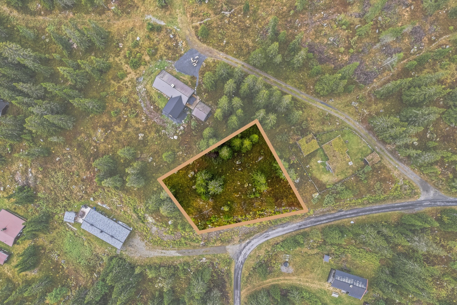 Perspektivbilde over tomtas beliggenhet i terrenget. Galleribilde