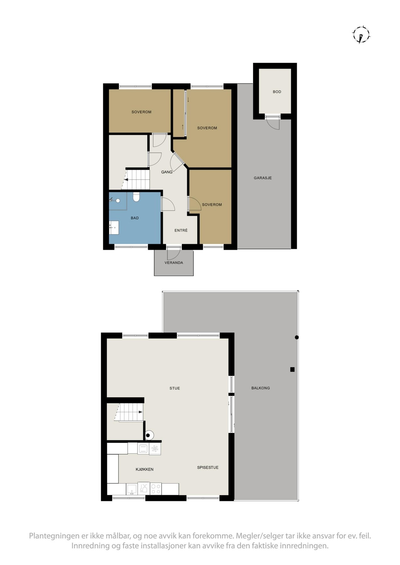 Plantegning begge etasjer Galleribilde