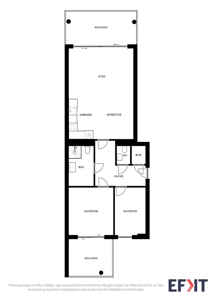 Gjennomgående 3-roms leilighet med to gode balkonger, beliggende i 7.etasje med heisadkomst fra garasje. Galleribilde
