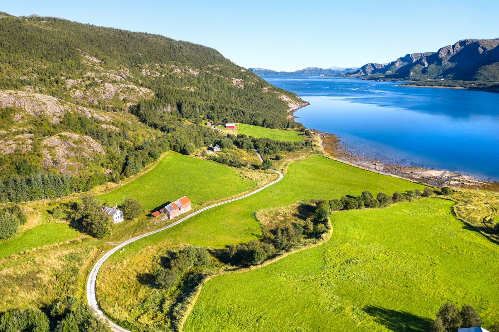 Eiendommen har omtrent 50 daa med jord og beiter, og vel 200 daa produktiv skog. Galleribilde