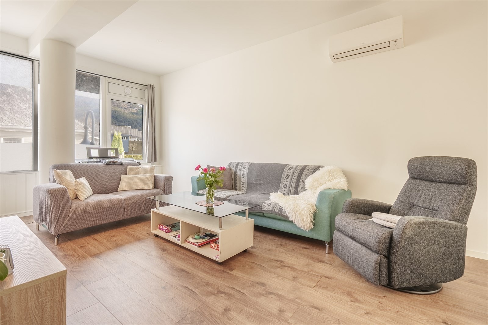 Stue der det er monter nyere daiken varmepumpe Galleribilde