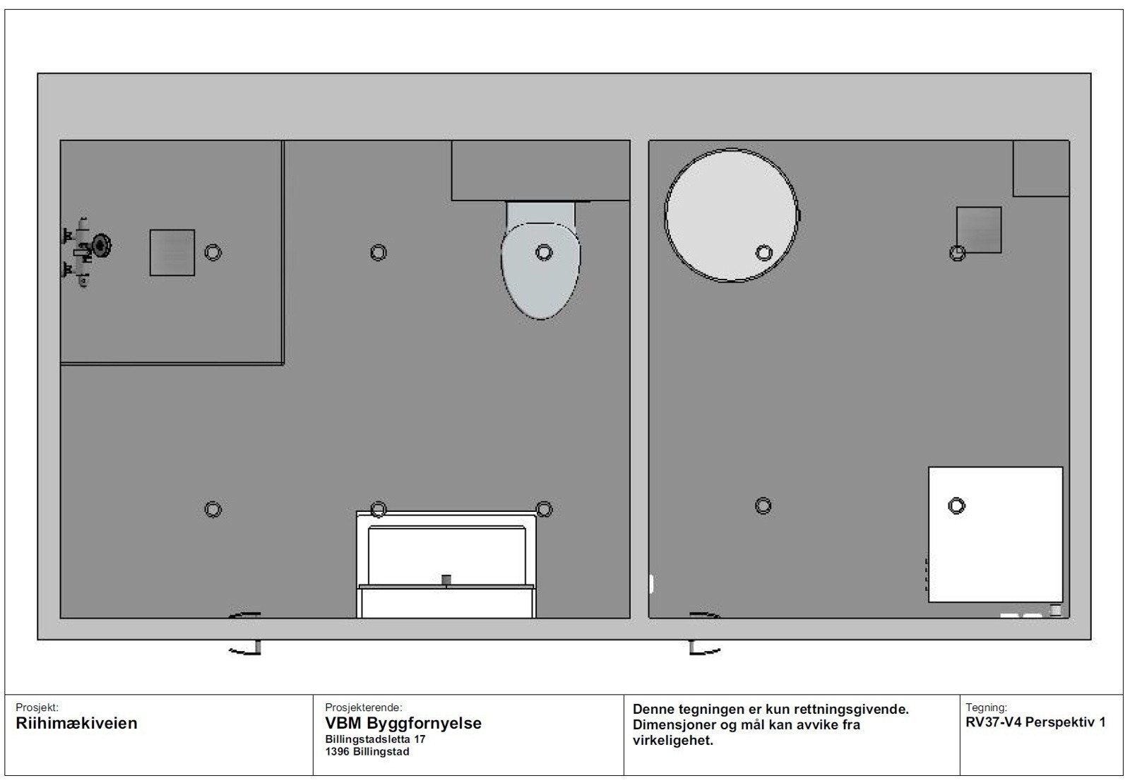 Plankisse sett ovenfra. Bad til venstre og vaskerom til høyre. Galleribilde