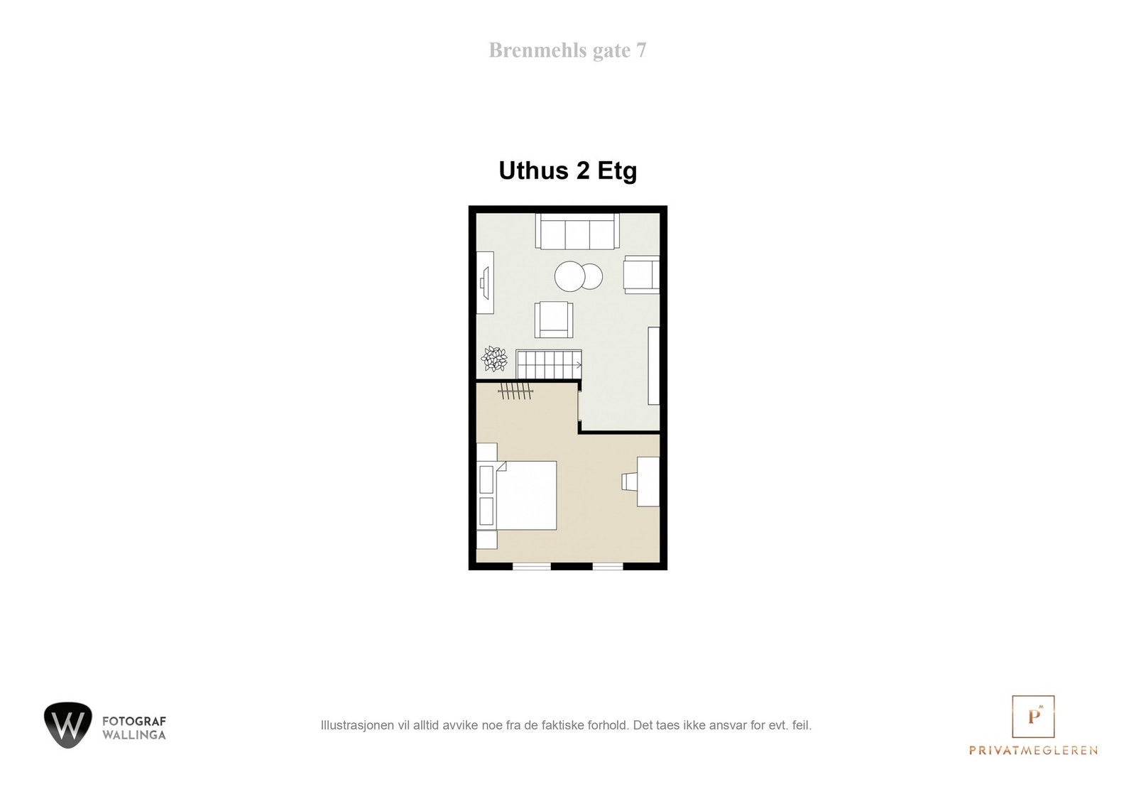 Plantegning uthus 2 etasje. Det er ikke bruksendret eller godkjent for beboelse. Galleribilde