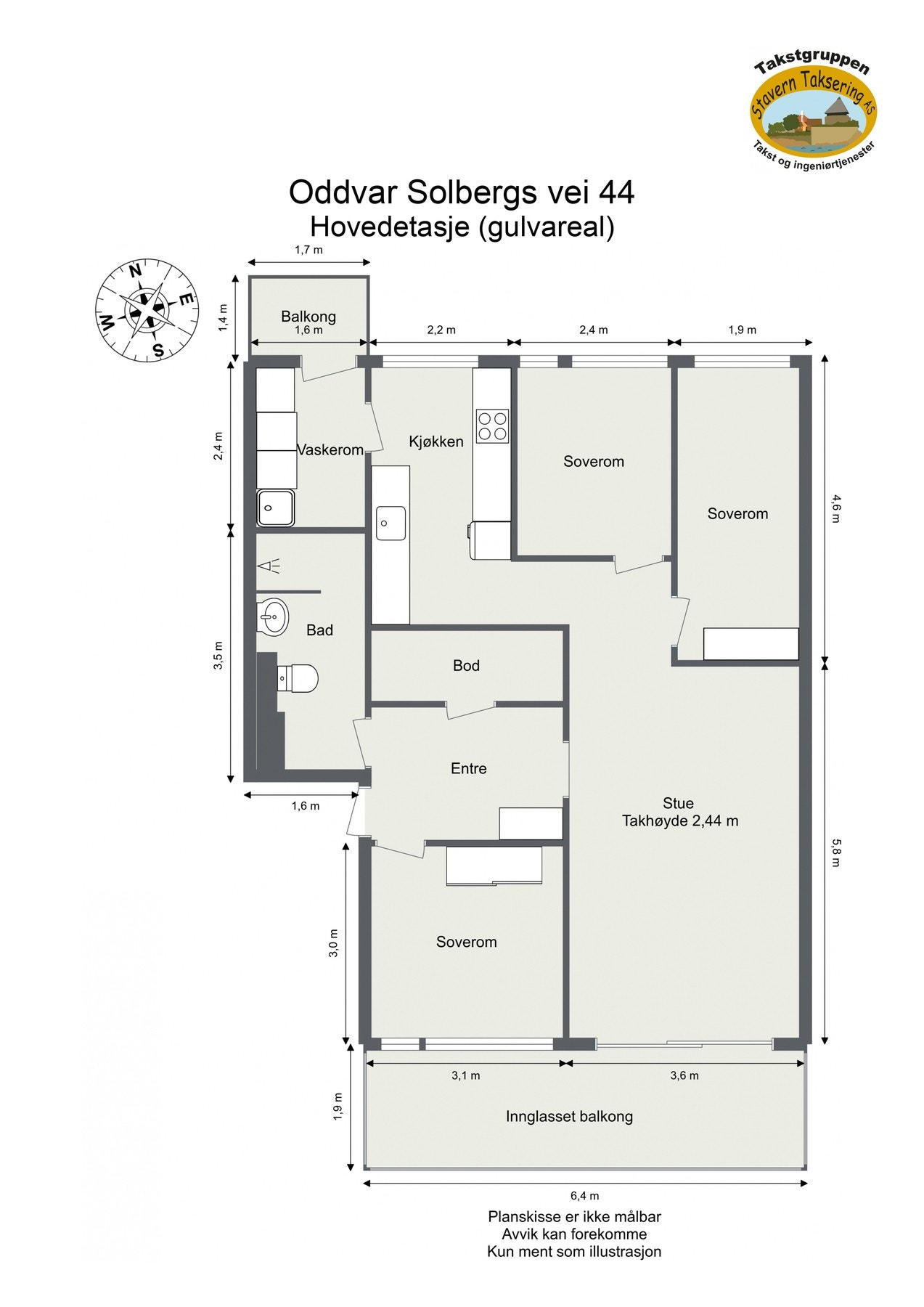Målsatt plantegning Galleribilde
