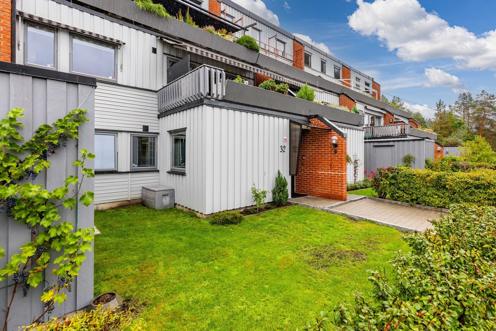 Koselig egen hage, pent innrammet med hekk. Galleribilde