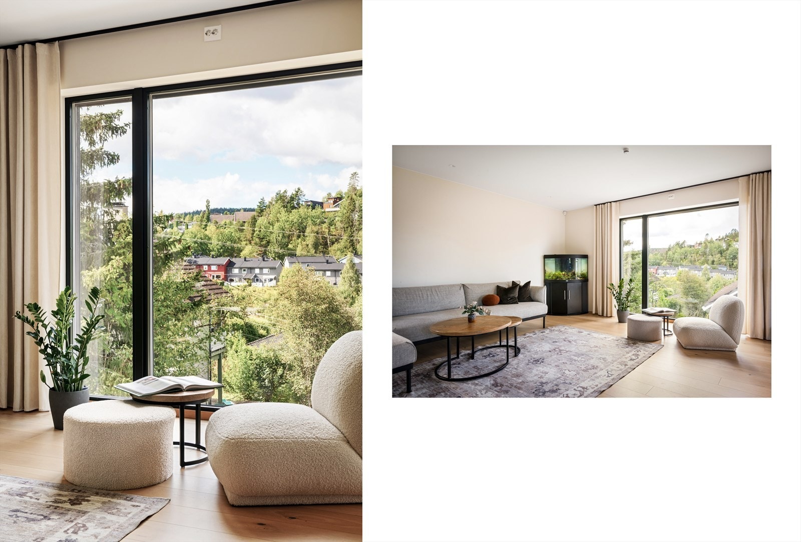 De store vindusflatene slipper inn rikelig med naturlig lys og skaper en luftig og innbydende atmosfære. Galleribilde