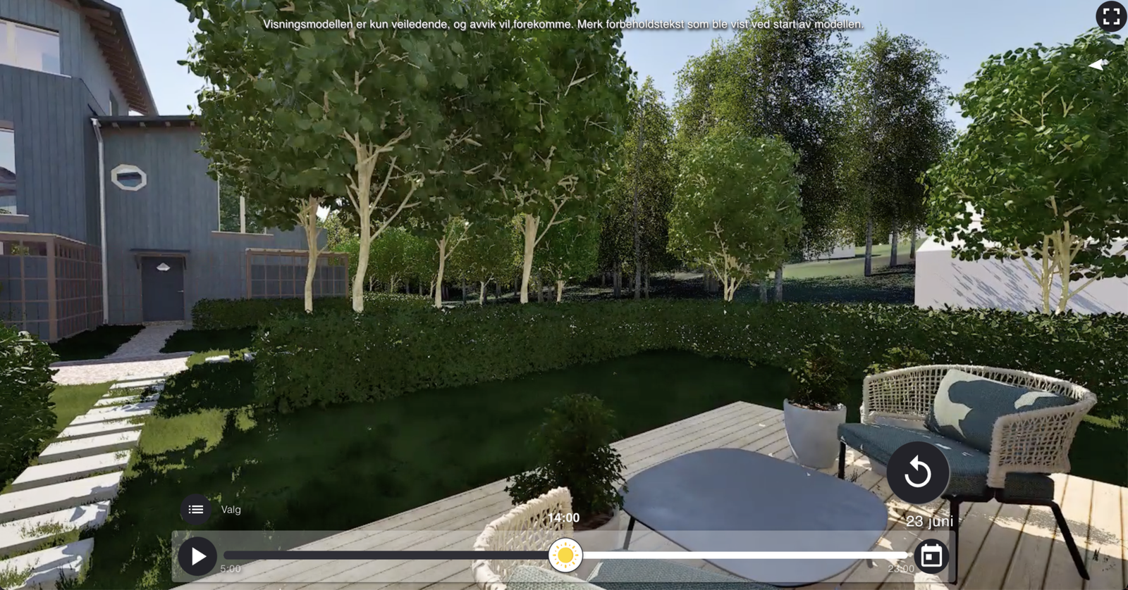 Bildet er tatt fra utbyggers solmodell og viser beliggenheten og utseendet til rekkehuset. Bildet kan avvike fra ferdig leveranse Galleribilde