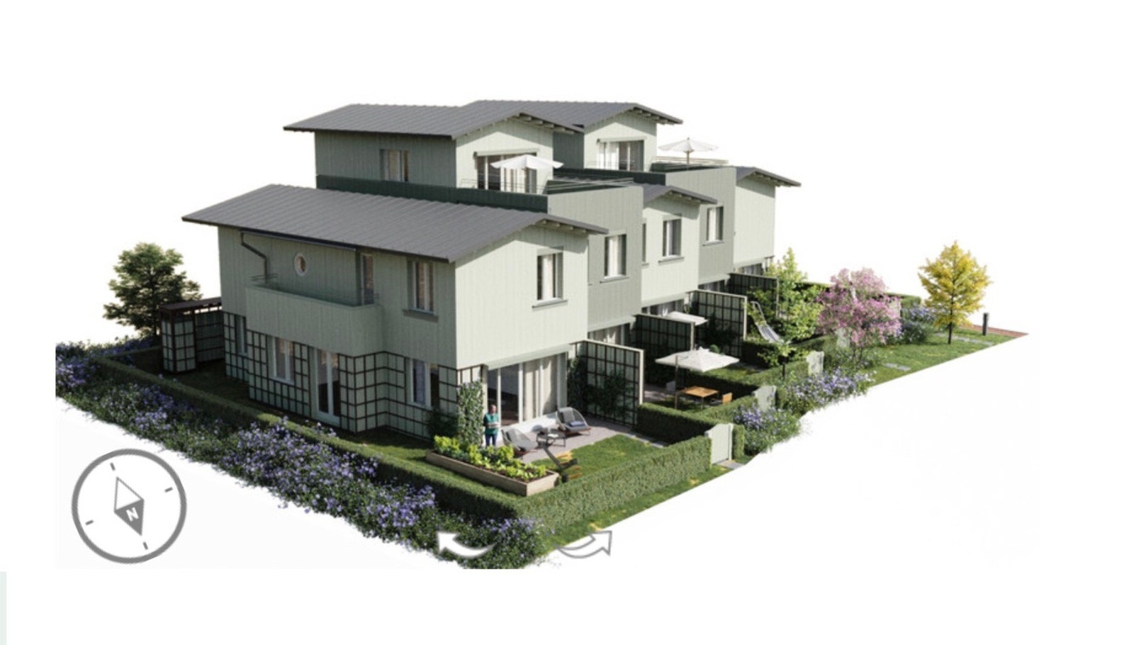 Biildet viser beliggenheten til det aktuelle rekkehuset Galleribilde