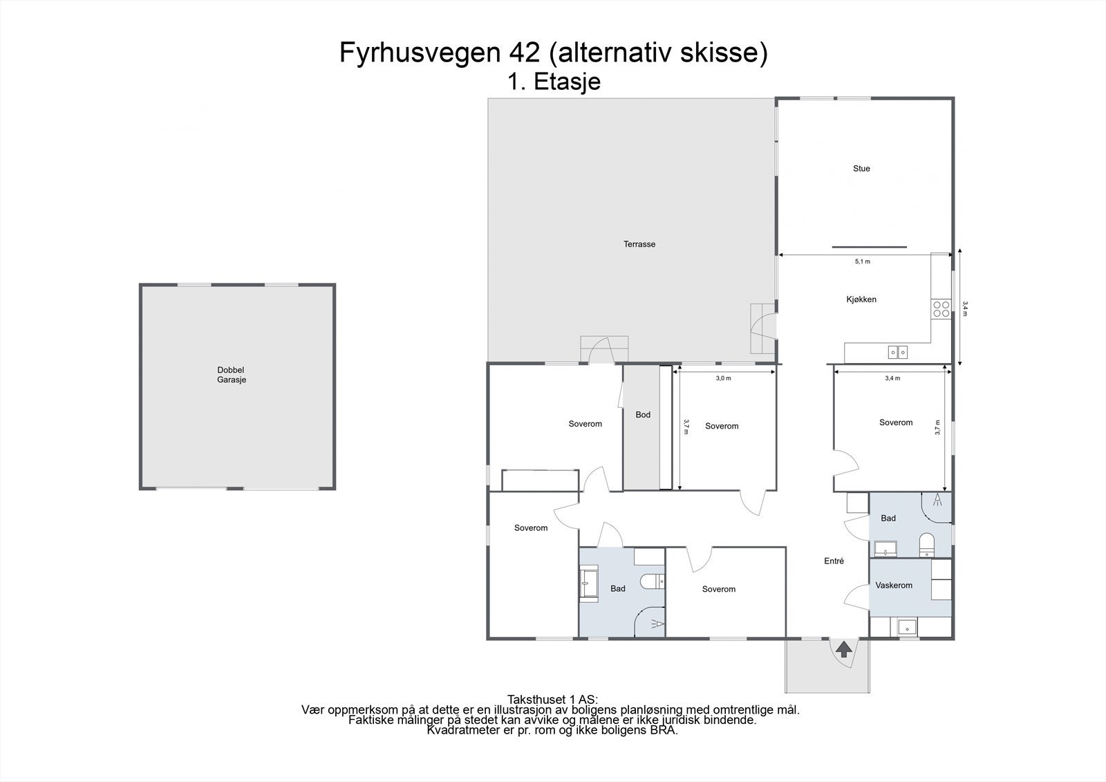 - Fyrhusvegen 42 (alternativ skisse) - 1. Etasje - Galleribilde
