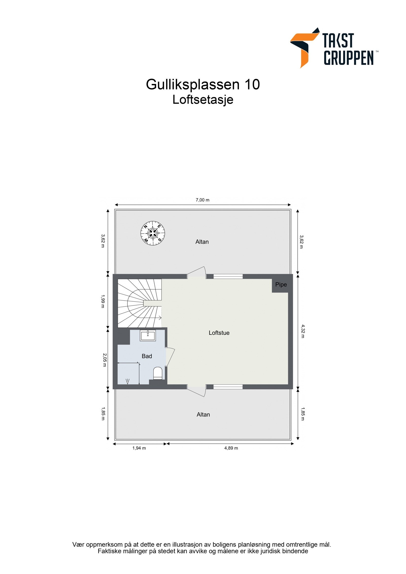Plantegning loftsetasje. Galleribilde