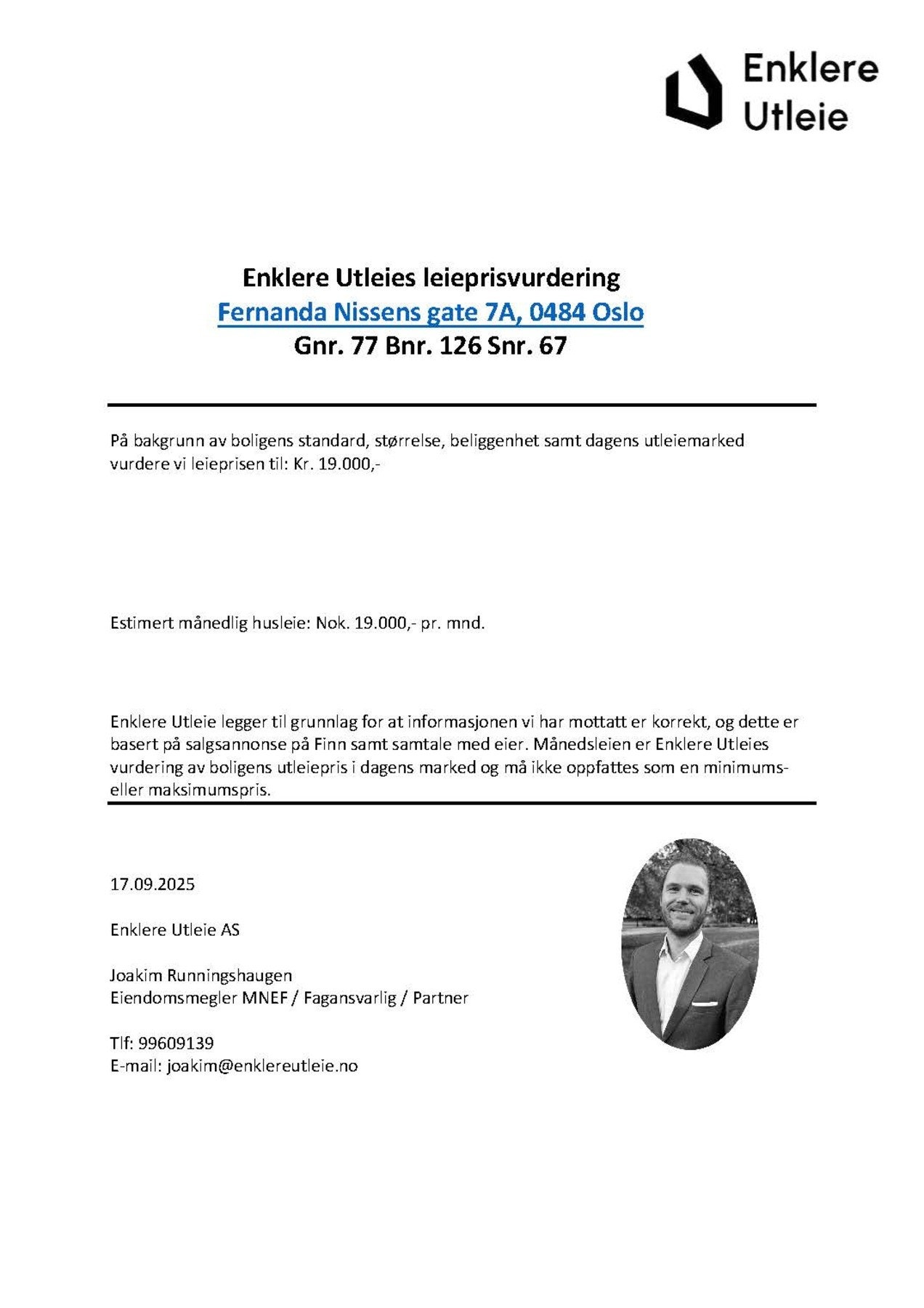 Utleievurdering fra Enklere Utleie Galleribilde