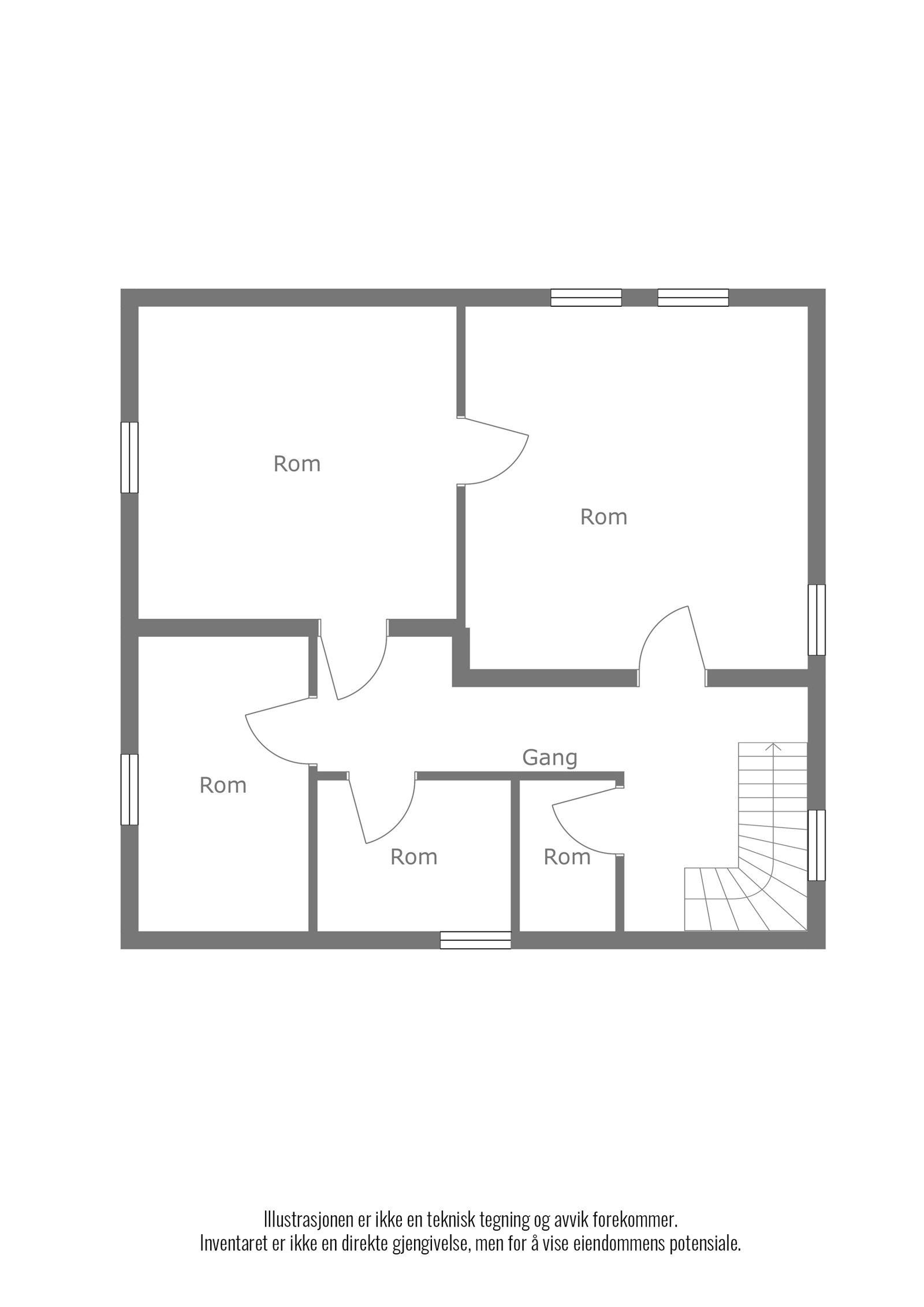 Planillustrasjon over underetasjen. Denne er i dag i bruk som lager og derfor ikke fotografert. Galleribilde