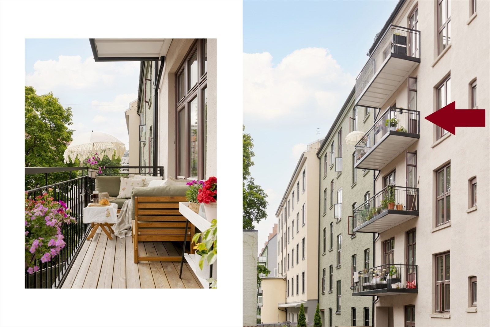 Leiligheten har en ypperlig beliggenhet i 4.etasje og vender i sin helhet mot rolig bakgård. - Usjenert, solrikg og med idyllisk utsikt! Galleribilde