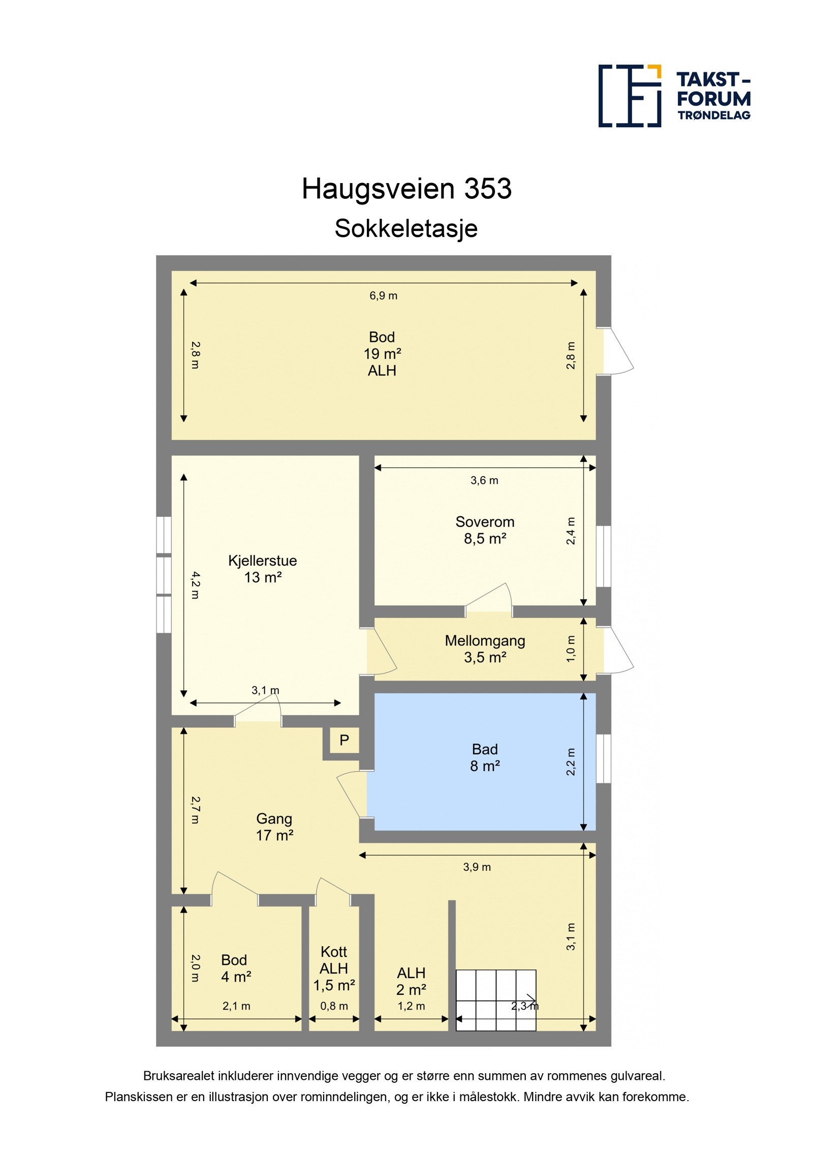 Planskisse sokkel Våningshus Galleribilde