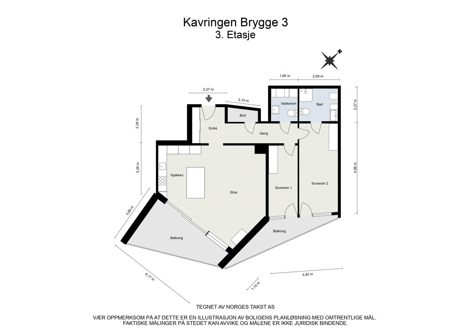 Floorplan letterhead - Kavringen Brygge 3 ---3. Etasje - 2D Floor Plan Galleribilde