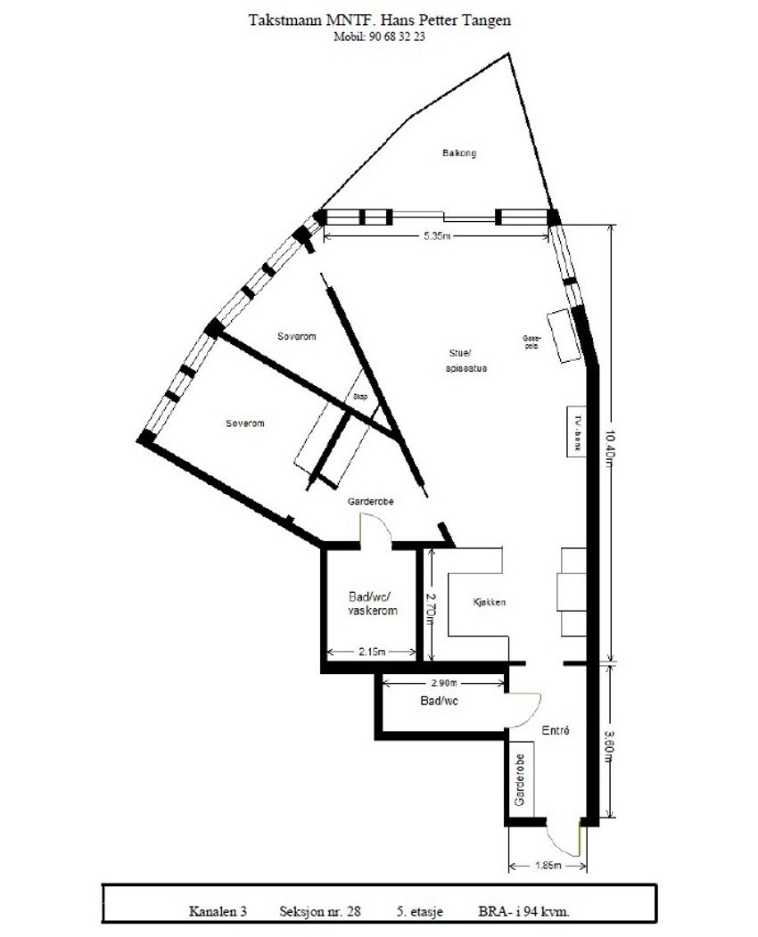 Planskisse over leiligheten Galleribilde