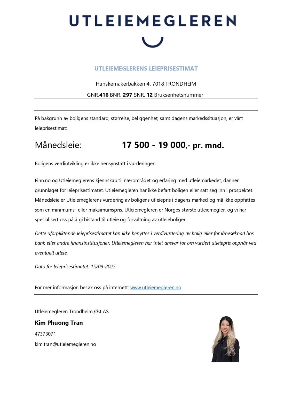 Leieprisestimat Galleribilde