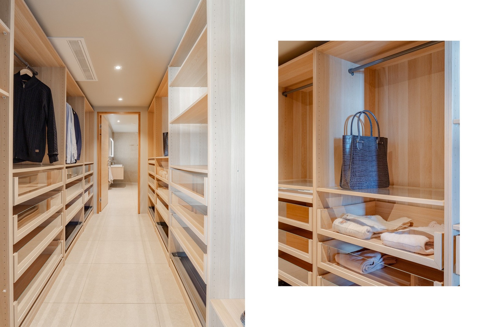 Hovedsoverommet har direkte inngang til en romslig walk-in garderobe med praktiske skuffer og god oppbevaringsplass. Galleribilde