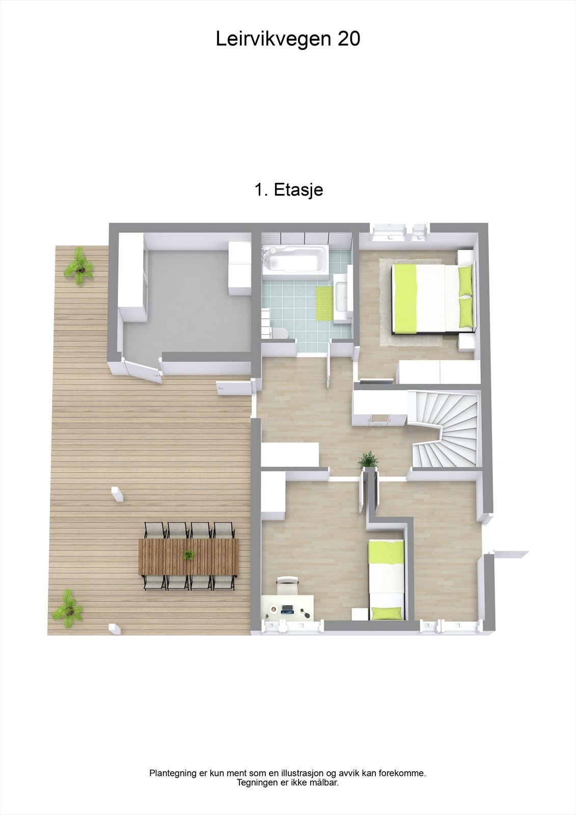 3 D plantegning 1. etasje Galleribilde