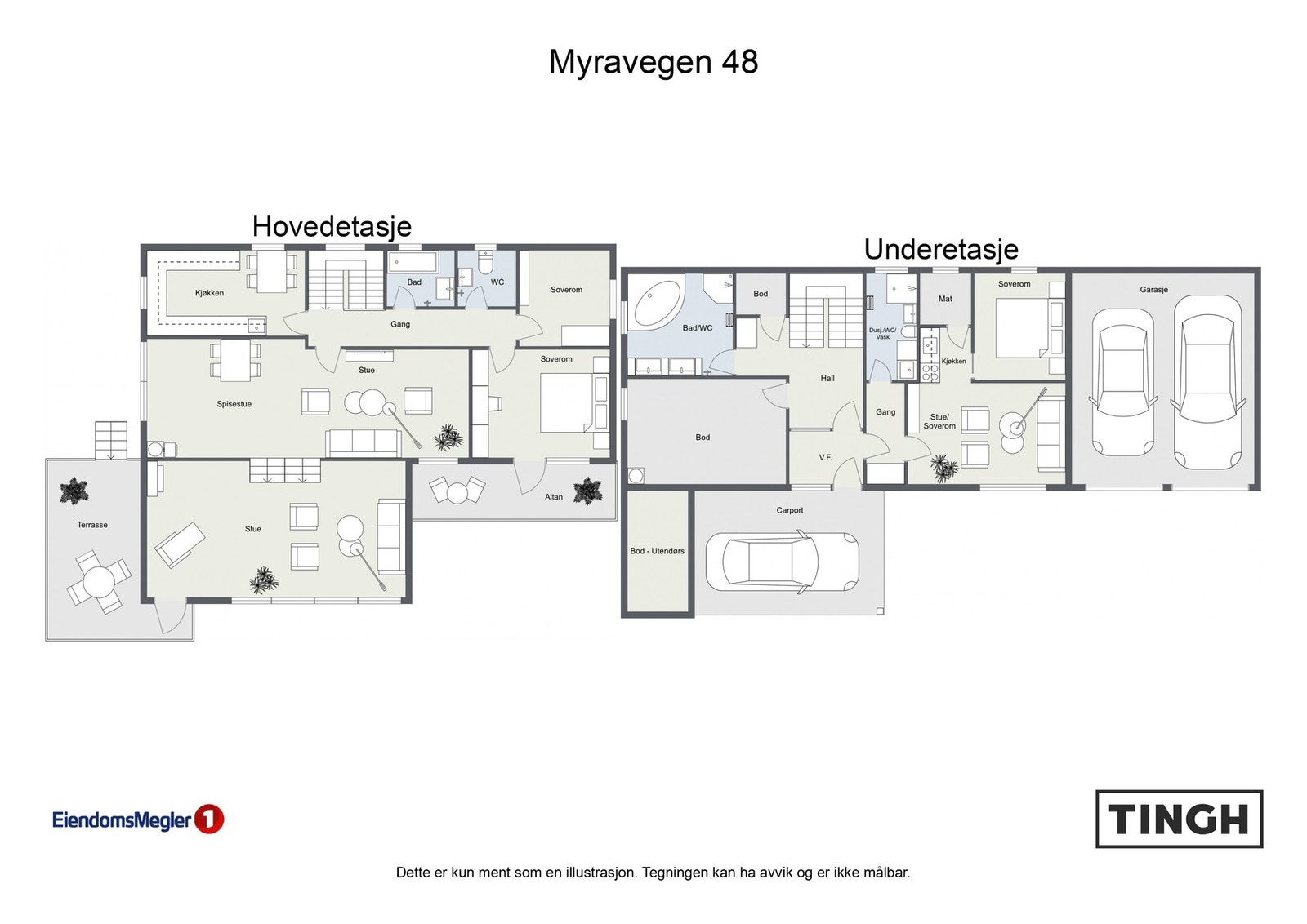 Plantegning begge etasjer. Galleribilde