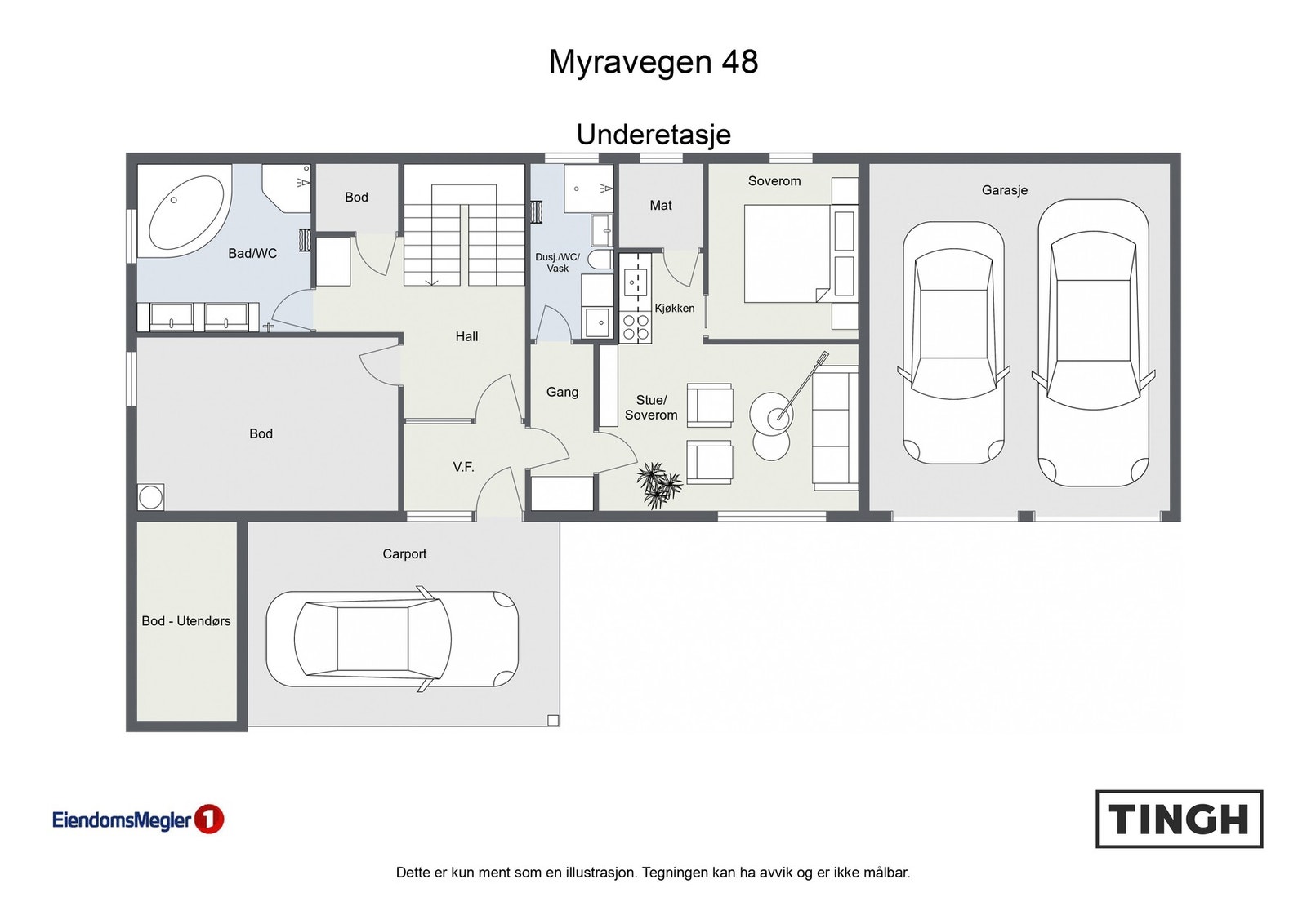 Plantegning underetasje. Galleribilde
