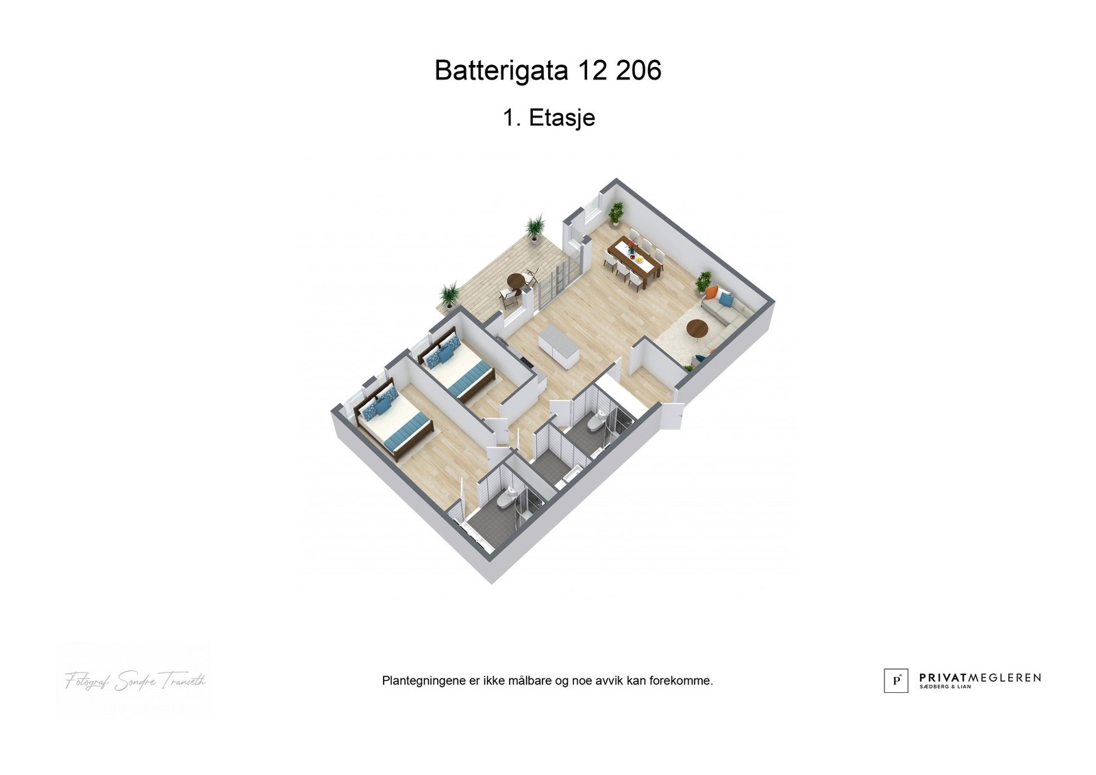 Plantegning 3D - ikke målsatt, kun en illustrasjon. Galleribilde
