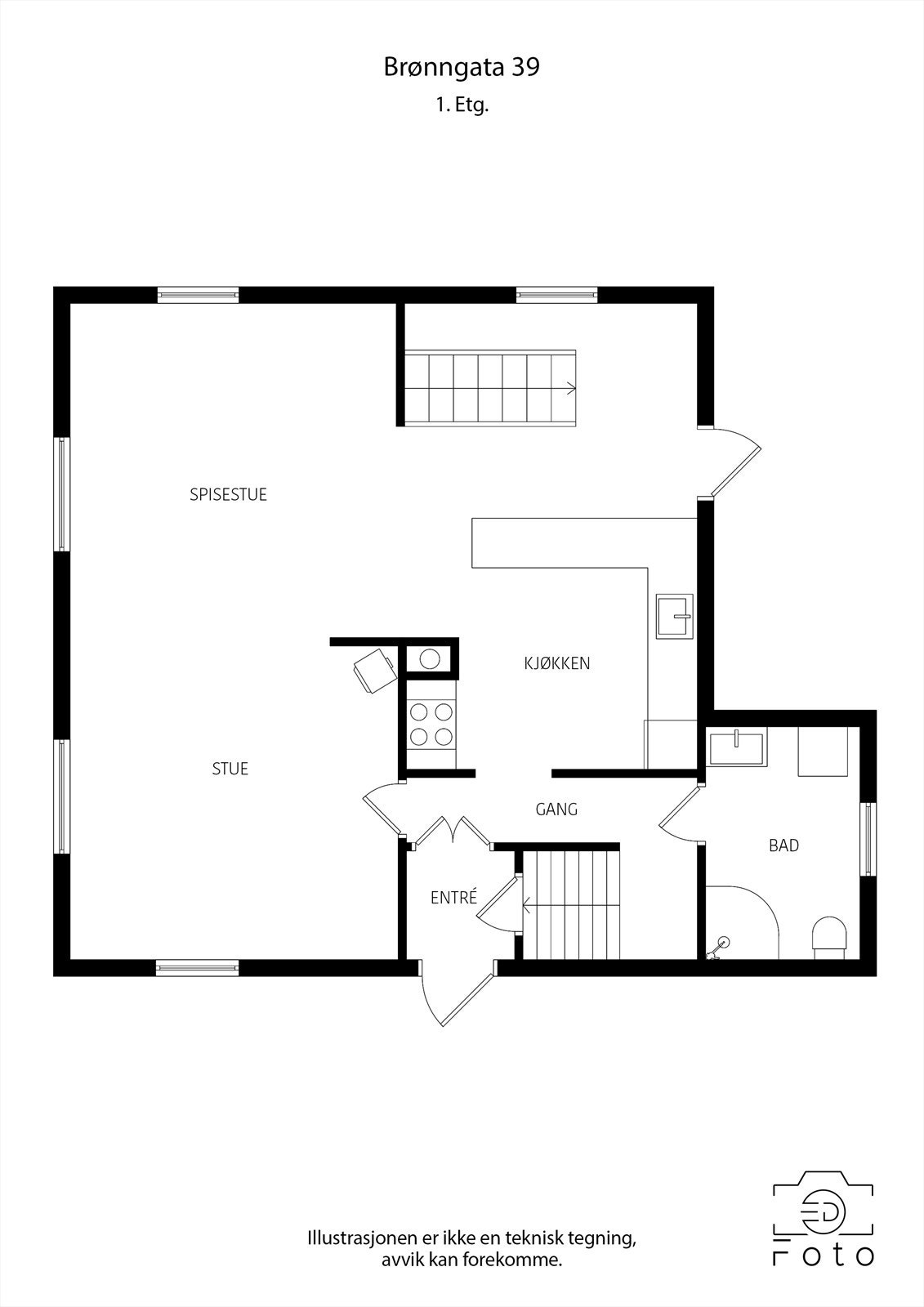 Plantegning 1. etasje Galleribilde
