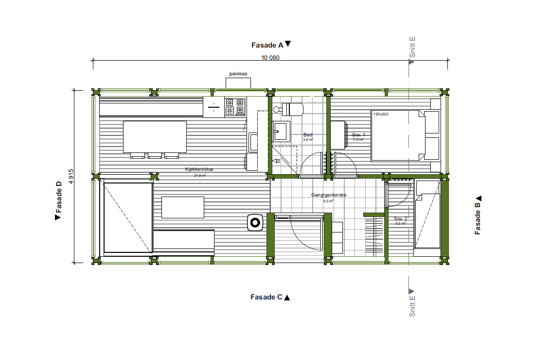 Plantegning. Kunde kan endre på denne planløsningen etter egne ønsker og behov. Galleribilde