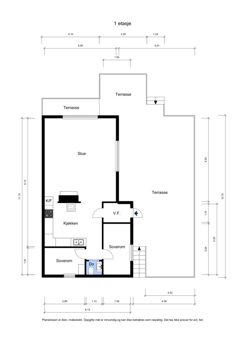 Plantegning hovedplan hytta. Galleribilde