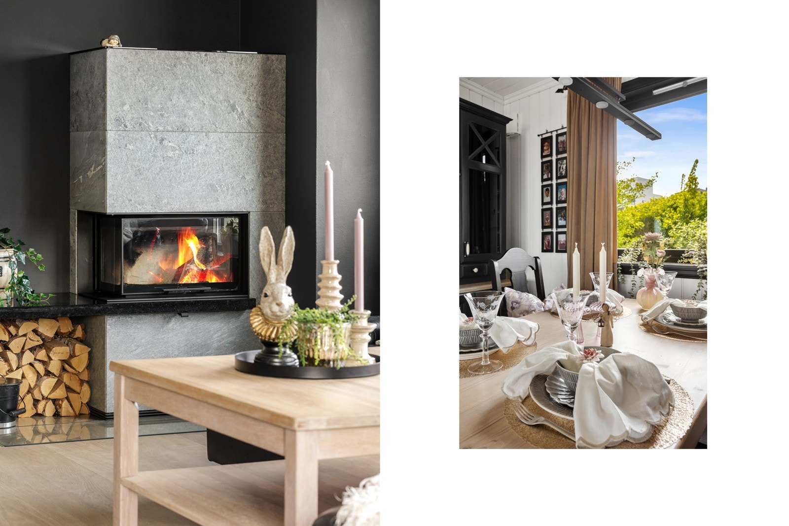 Nyere effektiv peis med kleberstein Galleribilde