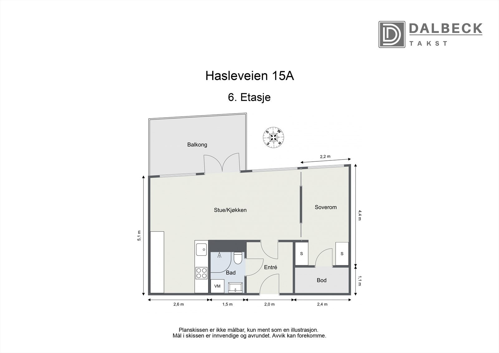 Plantegning. Leiligheten er 46 kvm (BRA-i) ogdisponerer i tillegg en kjellerbod på ca. 3 kvm. Galleribilde