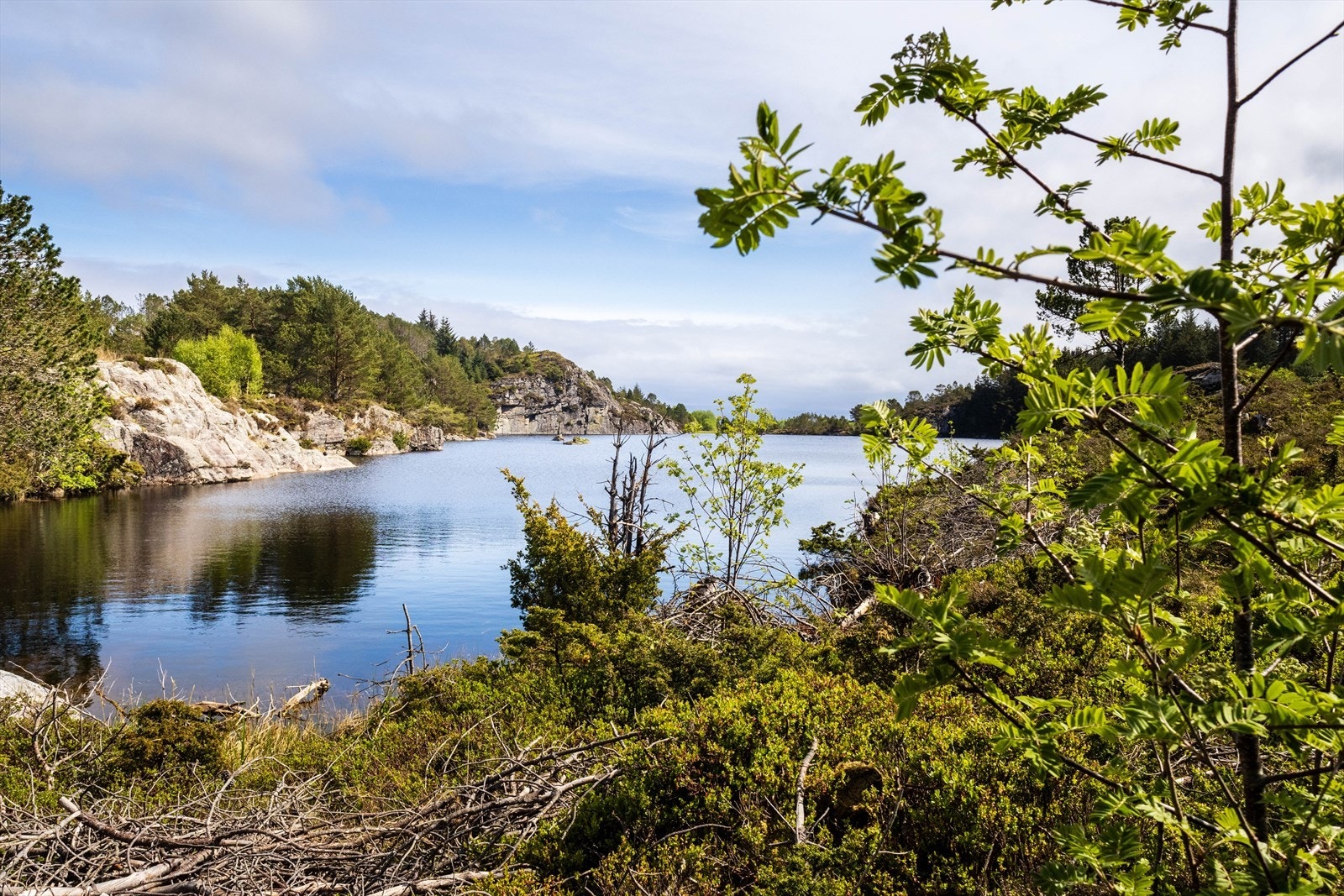 - Stien går nord for Norlavatnet, som er godt egnet for bading - Galleribilde