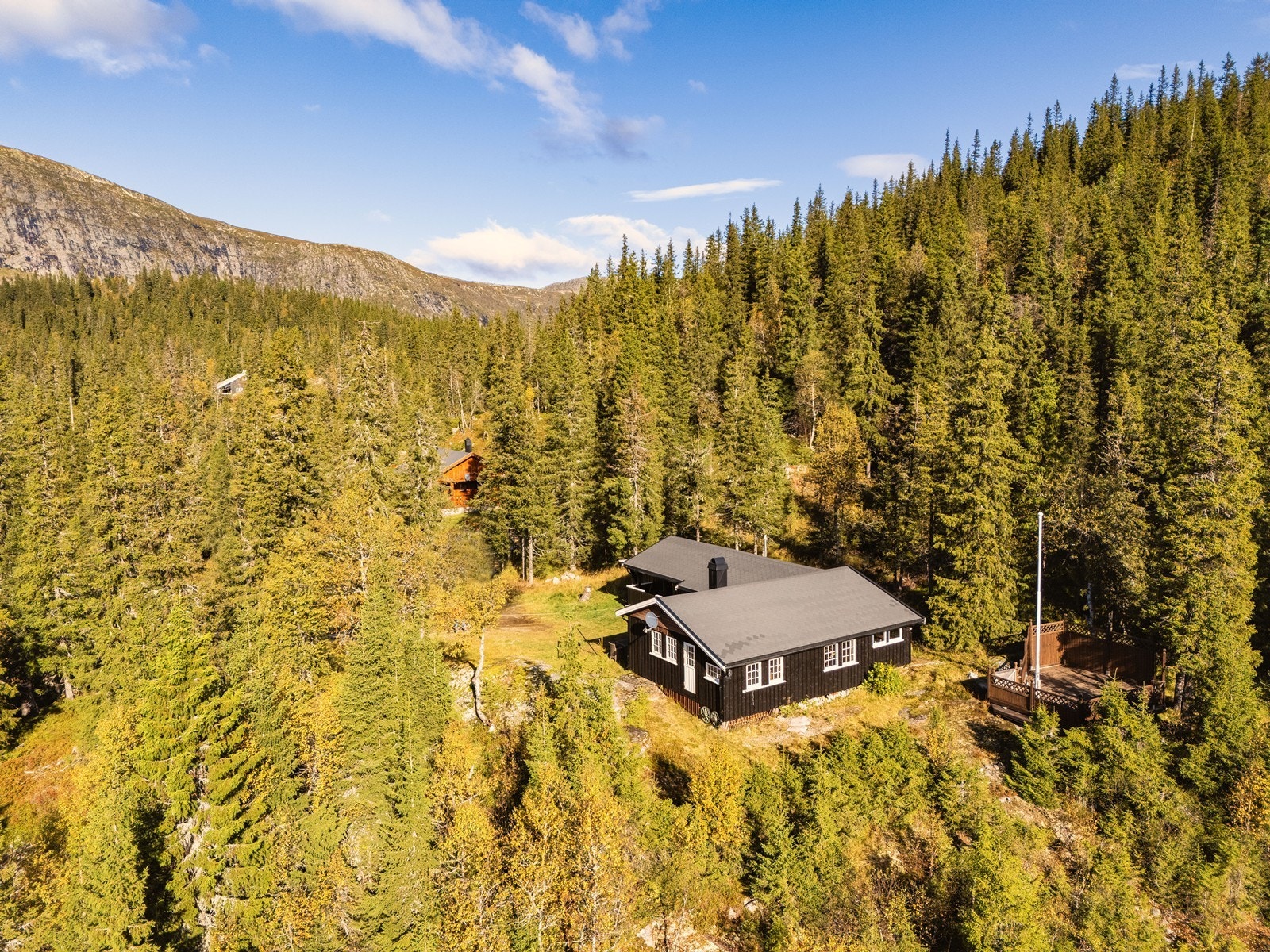 Hytta ligger skjermet til i naturskjønne omgivelser med nærhet til langrennsløyper, turstier og alpinbakker på både Haglebu og Norefjell. Galleribilde