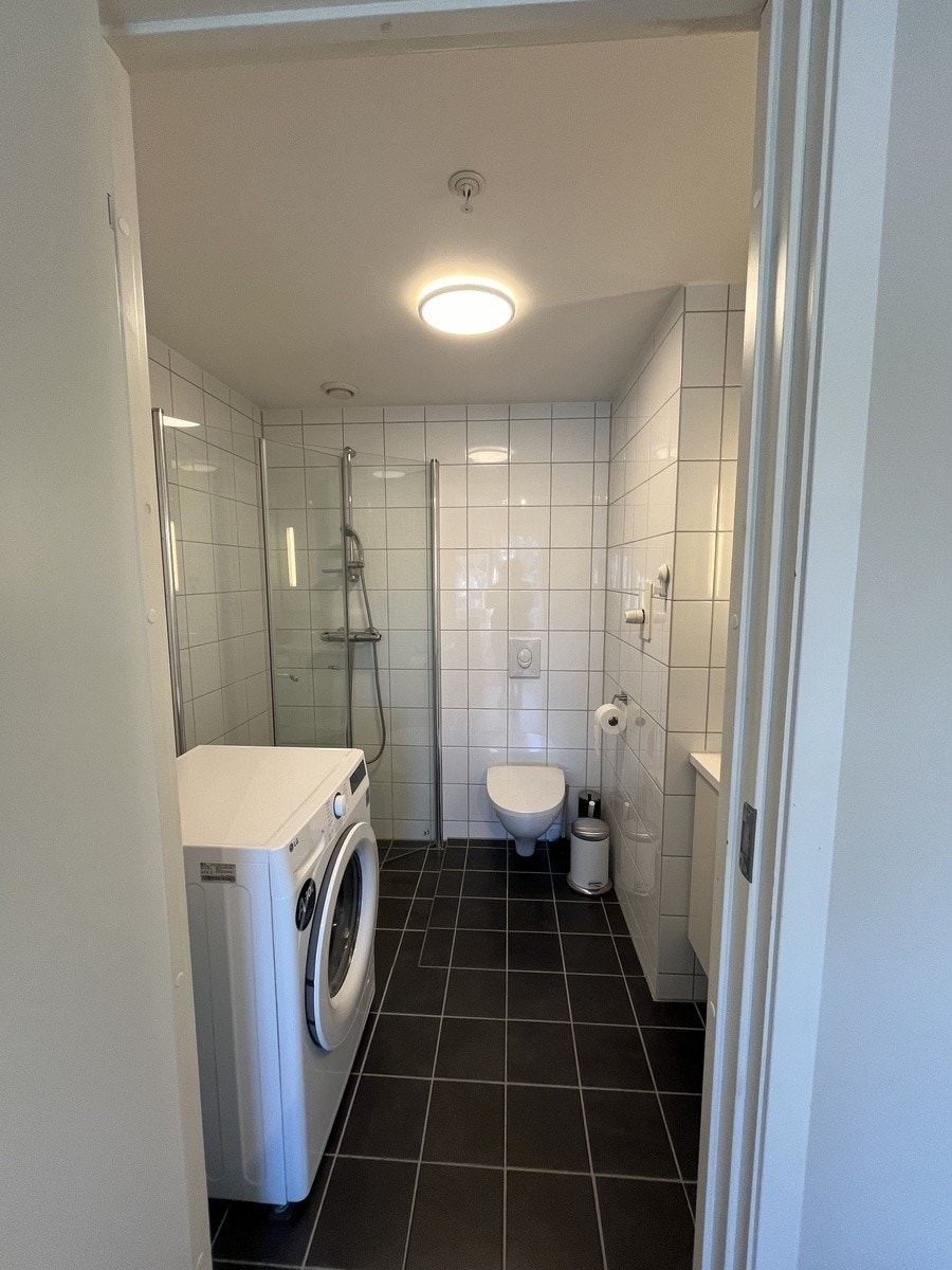 Eget bad med vaskemaskin Galleribilde