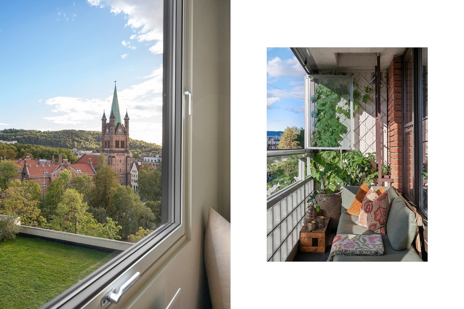 Nydelig utsikt mot Ekeberg og vakre Grønland kirke fra begge soverom Galleribilde