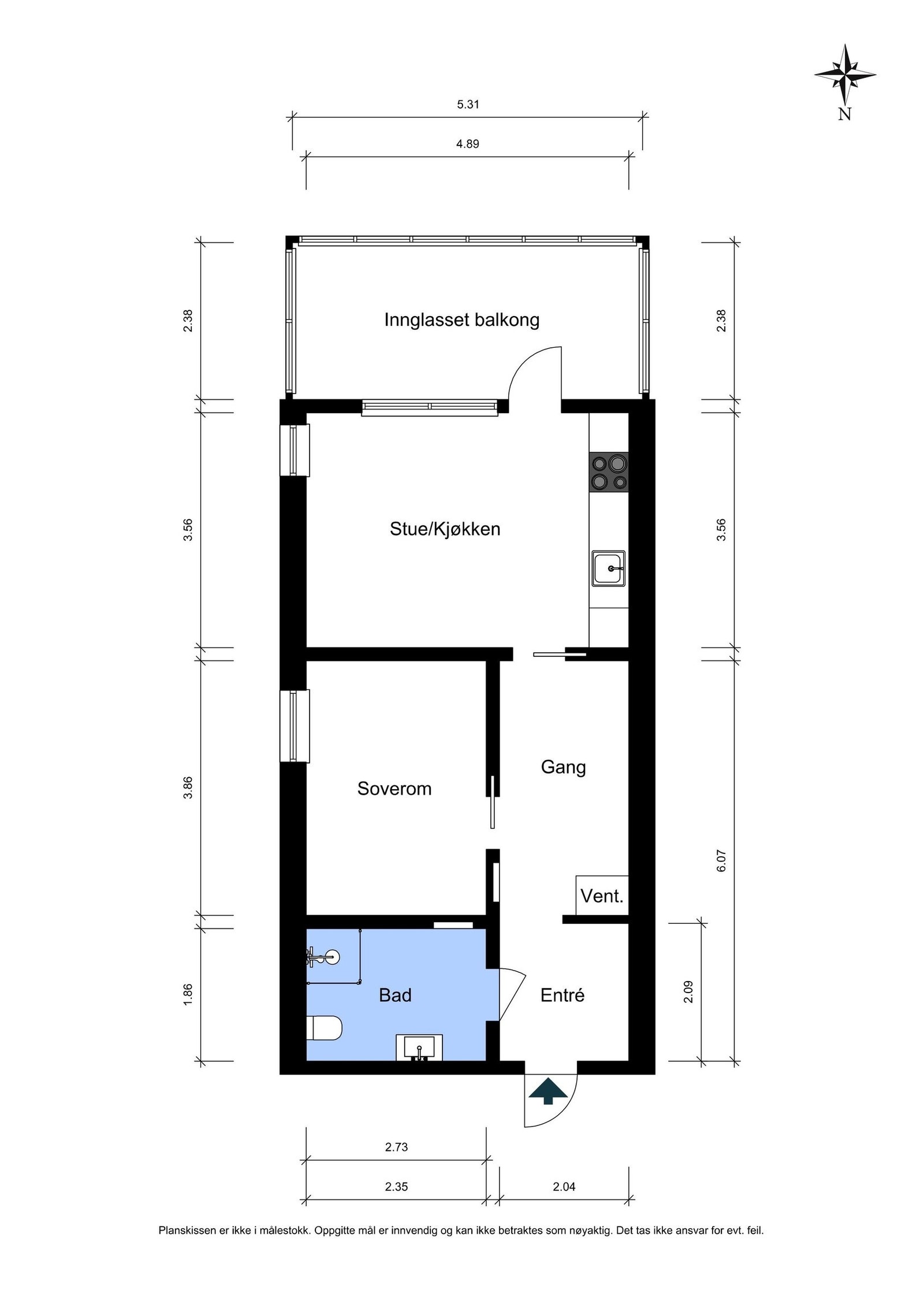 Målsatt plantegning Galleribilde